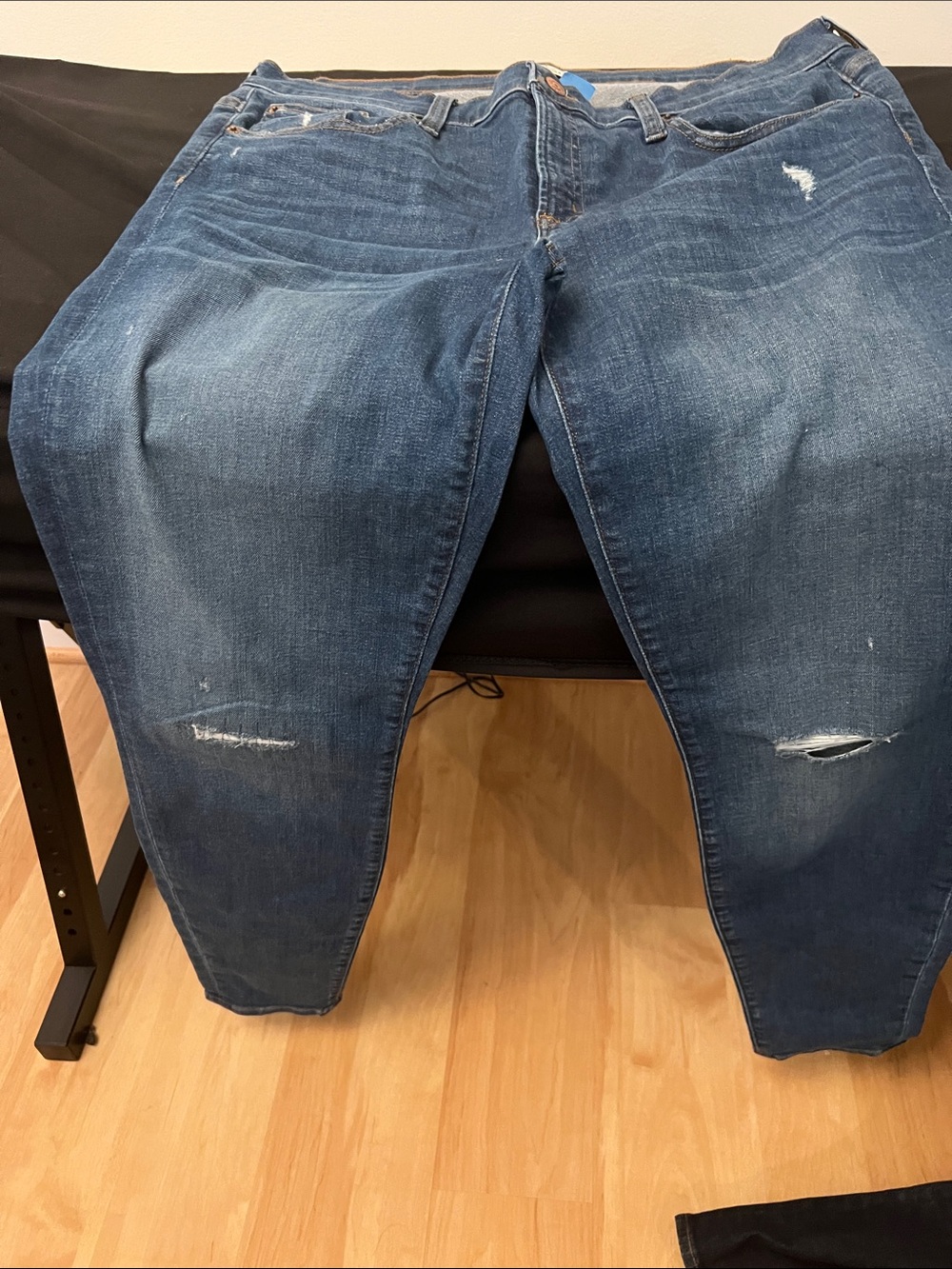 J. Crew Boyfriend Jeans in Distressed Dark Blue Denim